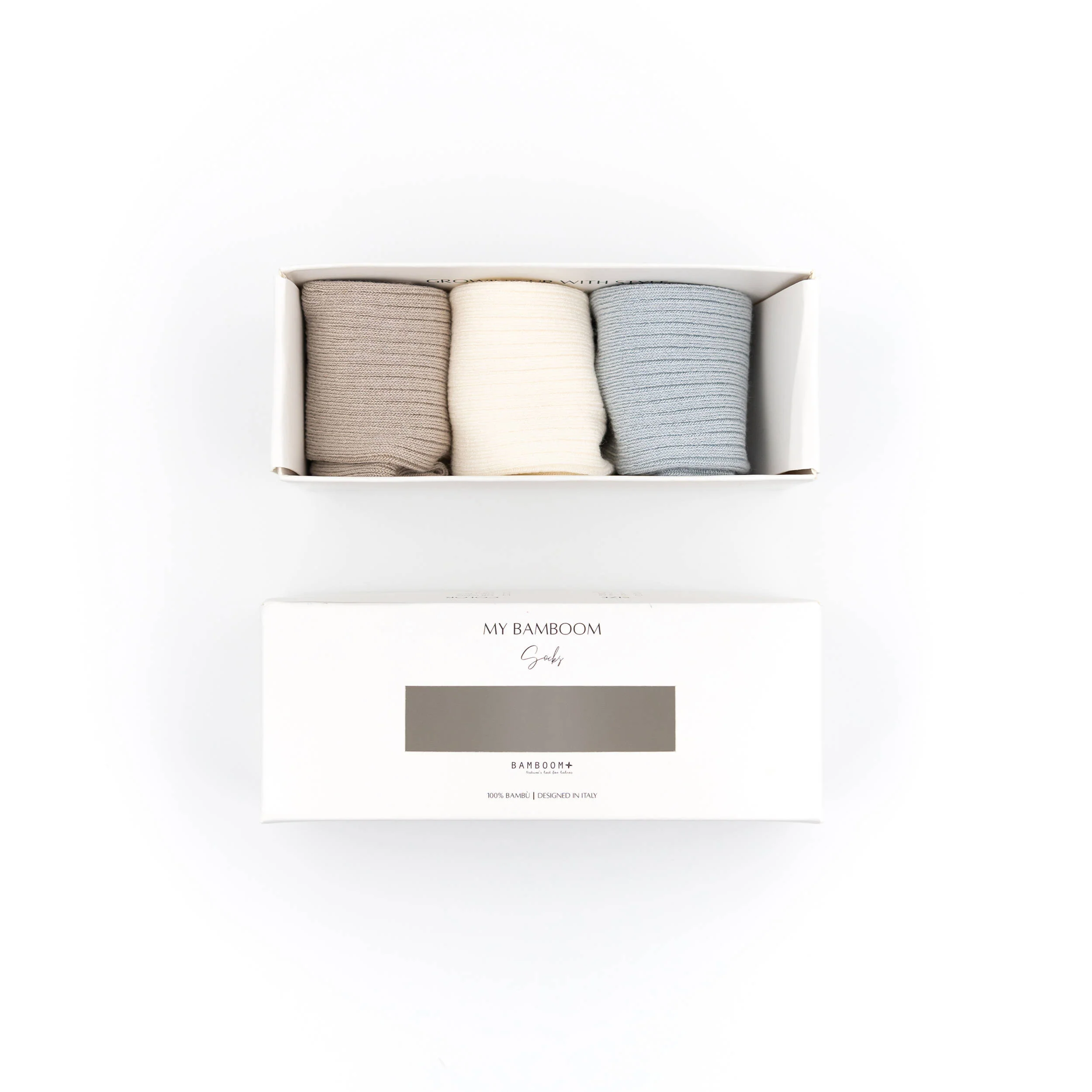 3PC in GIFT BOX Calze a Coste in Bambù Leggero - Azzurro 03