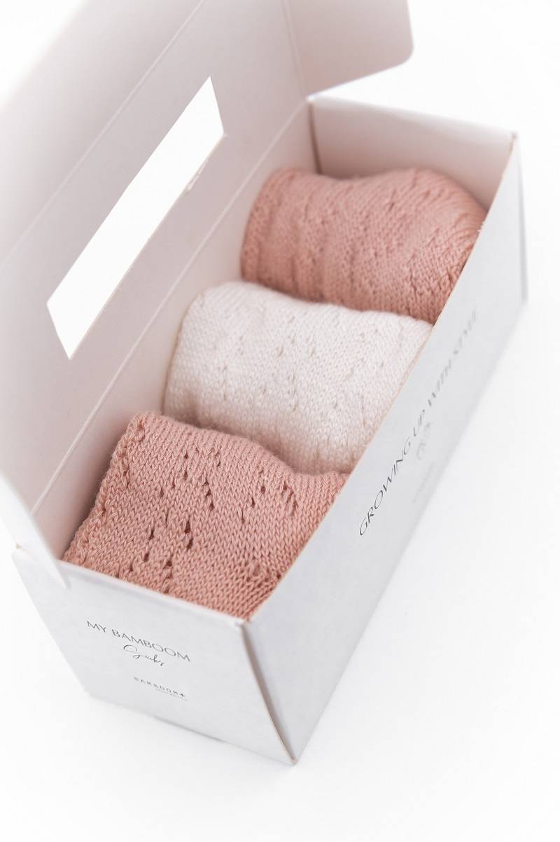 3PC in GIFT BOX Calze Traforate Bimba - ROSA 04 - Image 3