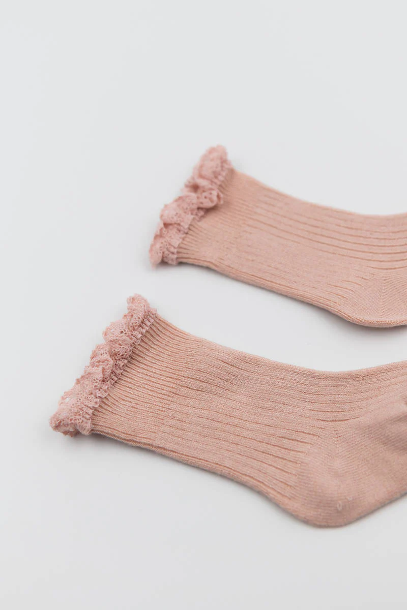 Calza Bimba con Pizzo in Bambù - NEUTRAL PINK 47 - Image 2