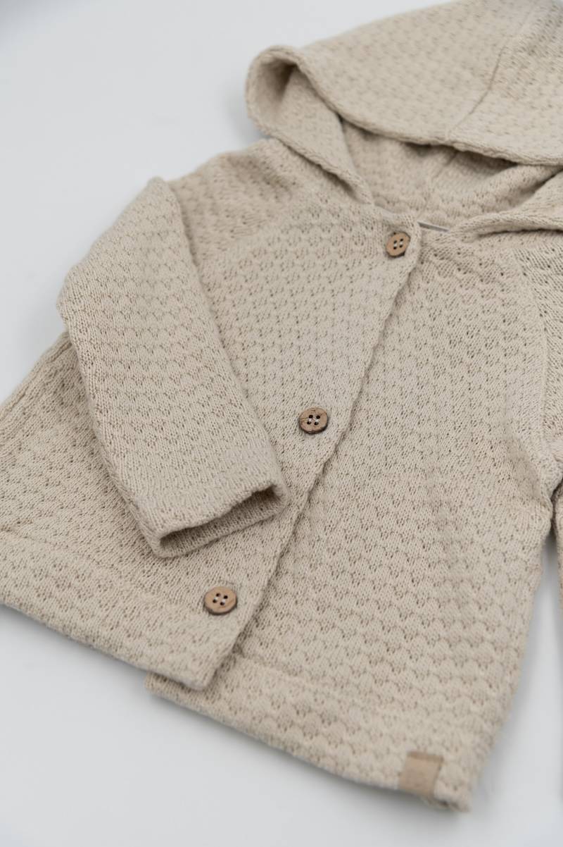 Cardigan a maglia con cappuccio - SAND 10 - Image 3