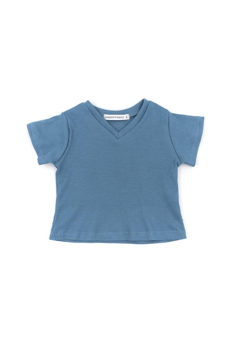 Shirt manica corta scollo V - Blu 336