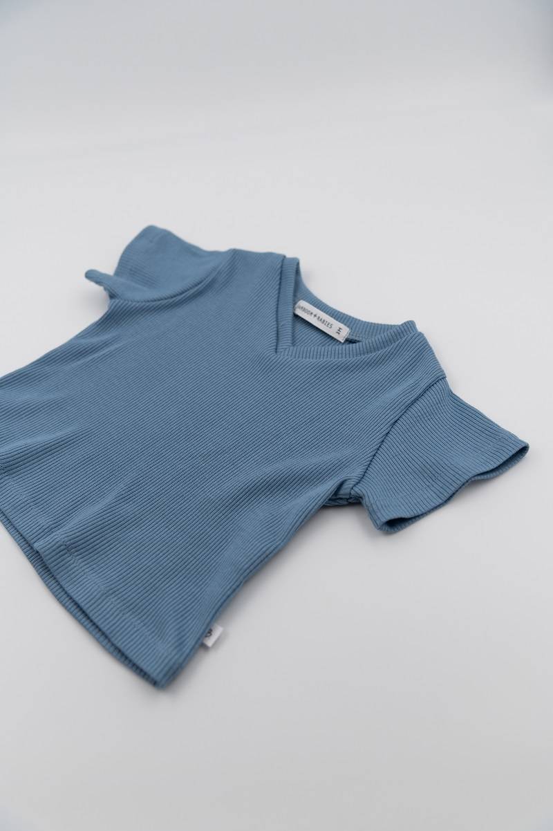 Shirt manica corta scollo V - Blu 336 - Image 2
