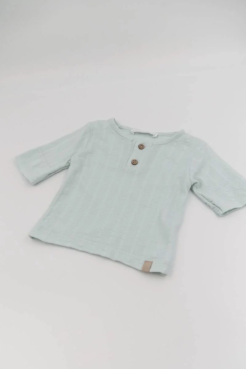 T-shirt a maniche corte apertura polo - BLU BLUSH 125 - Image 2