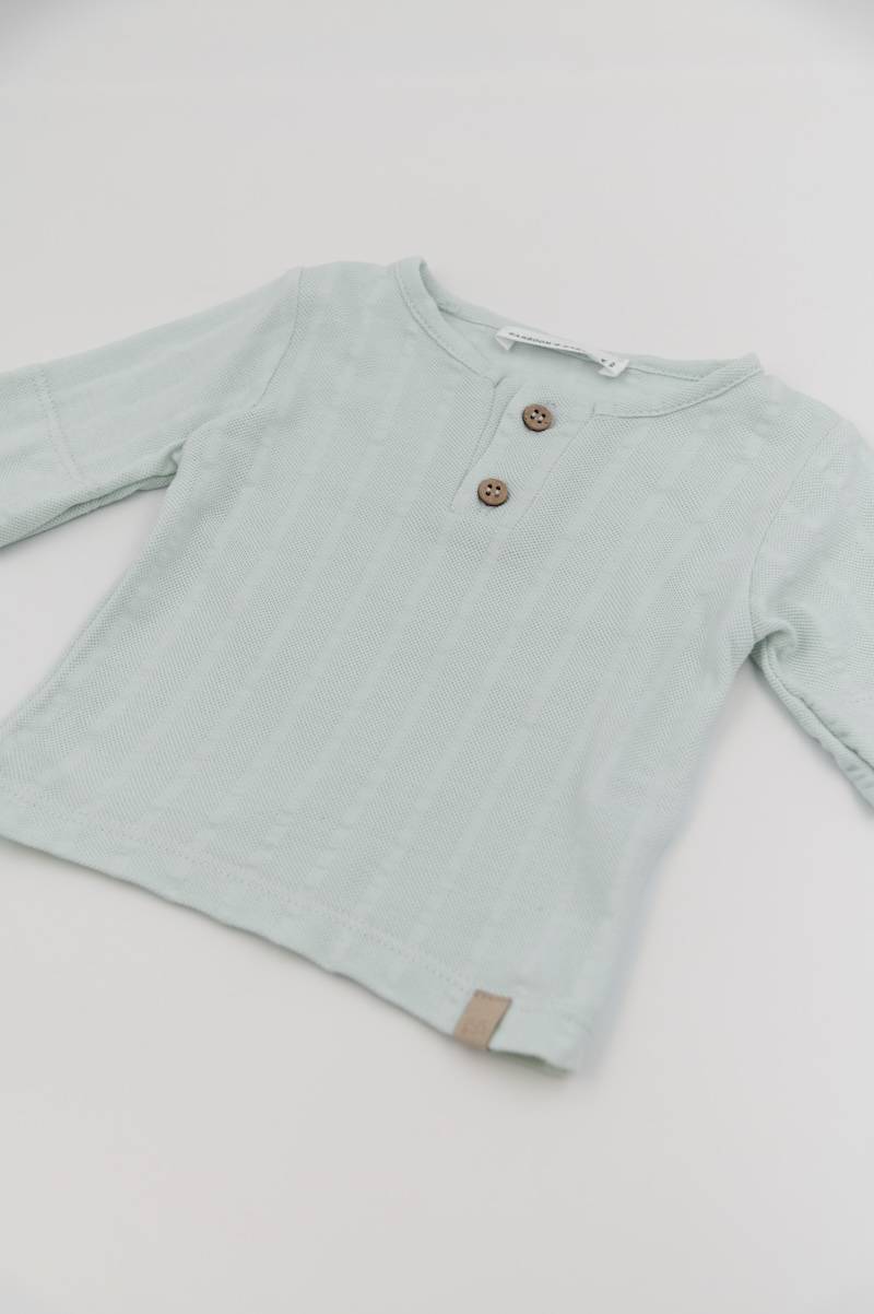 T-shirt a maniche corte apertura polo - BLU BLUSH 125 - Image 3